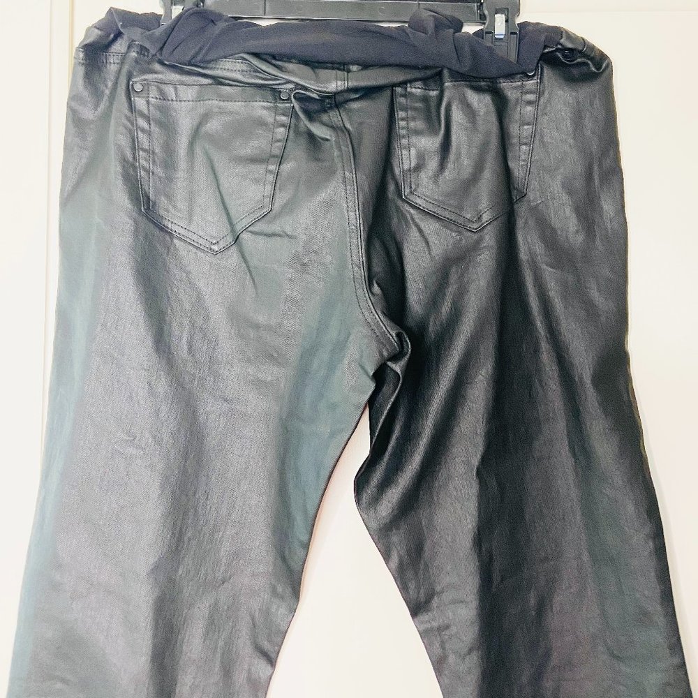 Motherhood Maternity Indigo Blue Coated Skinny Leg Ankle Jeans Black Lar… - Picture 6 of 10